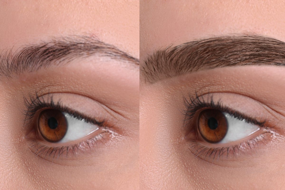 Eyebrow shaping before and after result