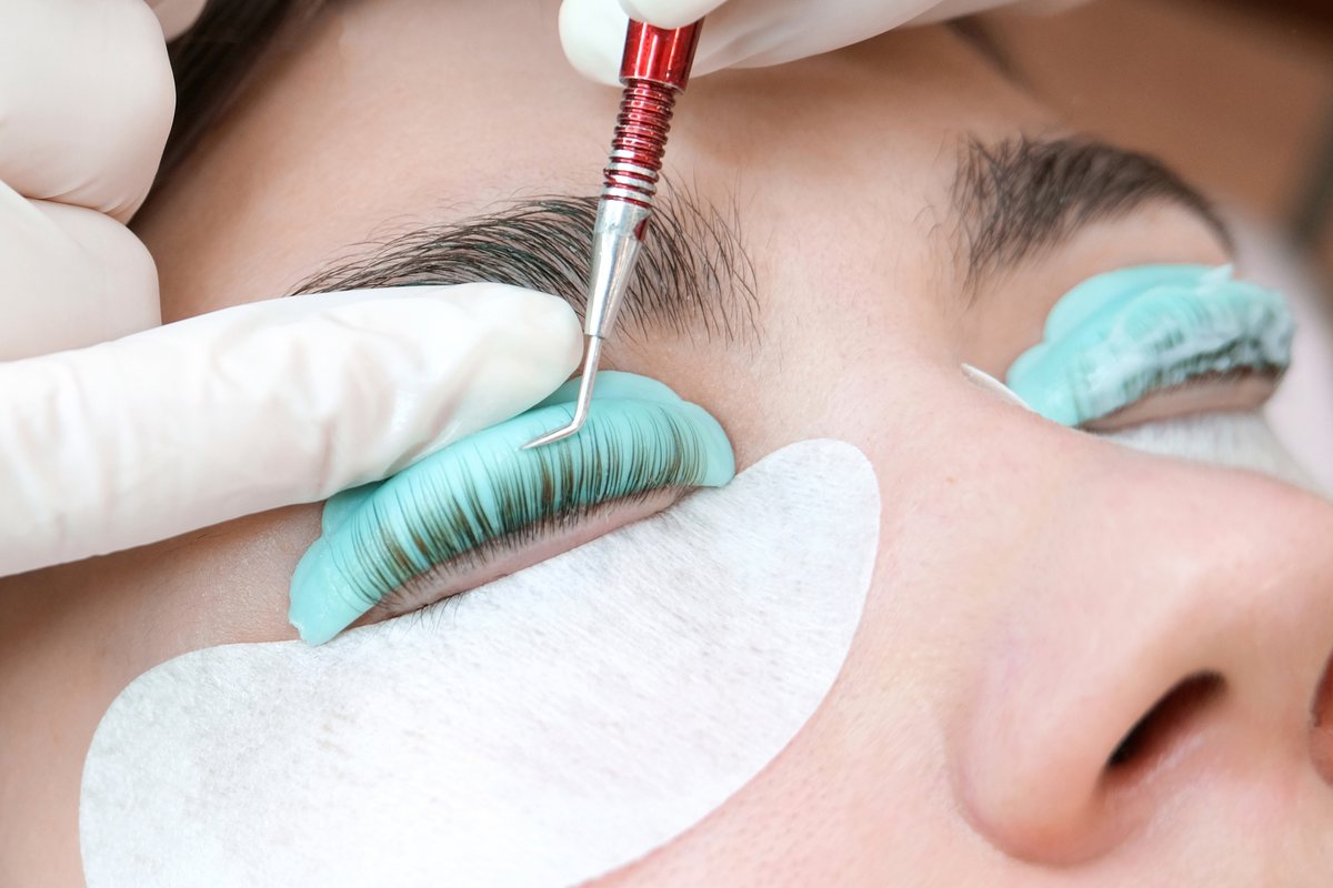 Lash treatment in progress at Brow & Lash Queen, Hampton
